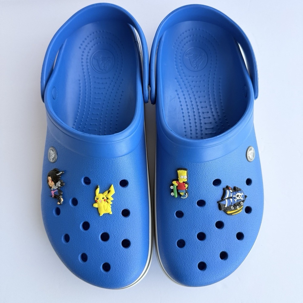 Mens Crocs 12 Crocband Blue Naruto Sasuke Uchiha Simpsons Pokemon Pirate Jibbitz - Picture 2 of 13